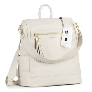 Rucsac tip geanta din piele naturala DiAmanti Mia Crem